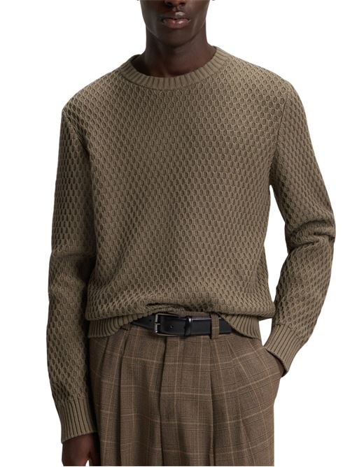 Maglione in cotone con lavorazione 3d Boss Red | 50546995032